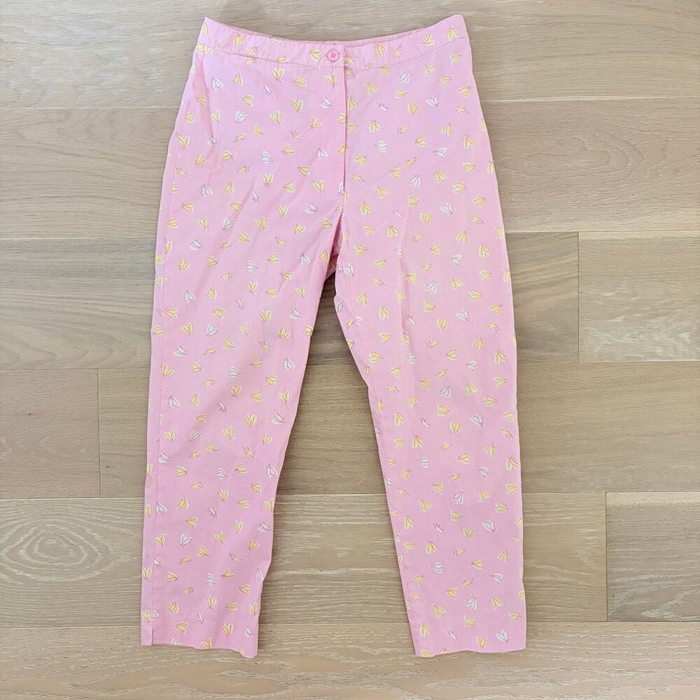 Lilly Pulitzer Pink Firefly Crop Pants Vintage White Label Women's sz 2